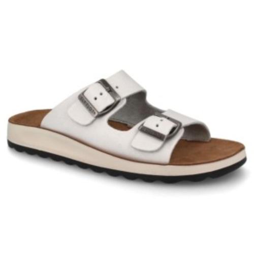 Fly Flot Damen Pantolette Leder 2 Riemen weiß 12 391447 