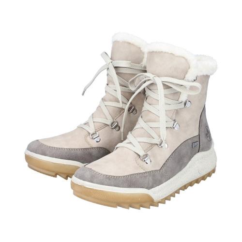 Rieker Antistress Damen Schnürboots Winterboots TEX- Membran Warmfutter derbe Sohle beige S22  Y4744-61 37 | grey/champignon | G