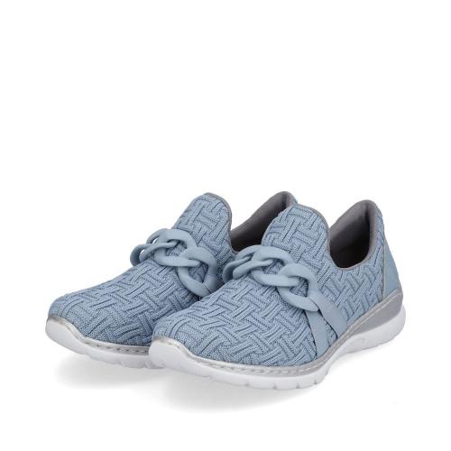 Rieker Antistress Damen Slipper Textil Kettendetail blau S13 L3270-12 