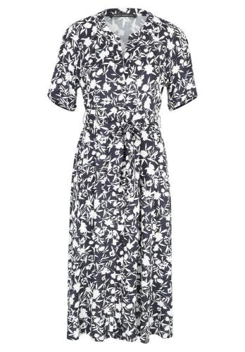 Betty Barclay Hemdblusenkleid Midi- Länge Knopfleiste florales Muster blau S13 13821958 