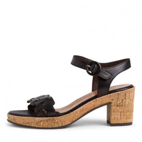 Tamaris Sandalette Leder Keilabsatz schwarz 1-1-28004-24 41 | 003 BLACK LEATH | 