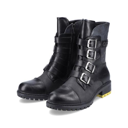 Rieker Antistress Stiefel Boots Schnallen schawrz S21 92364-00 41 | schwarz/schwarz | F
