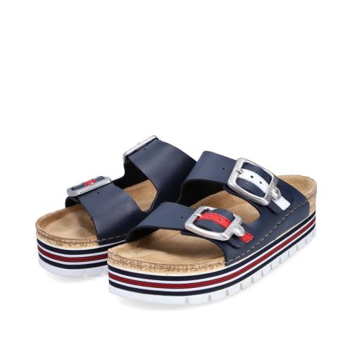 Rieker Damen Pantoletten marineblau Plateausohle S13  69550-14 