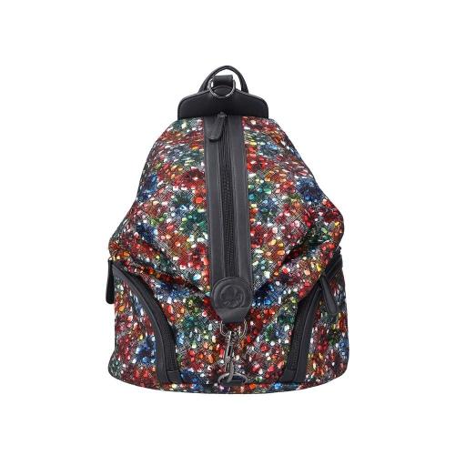 Rieker Rucksack bunte Tupfen Karabiner schwarz S22 H1055-94 