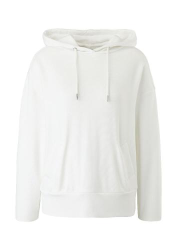 QS designed by Swatshirt aus Viskosemix weiß, schwarz S22  2120112 M | 0200 WHITE | 