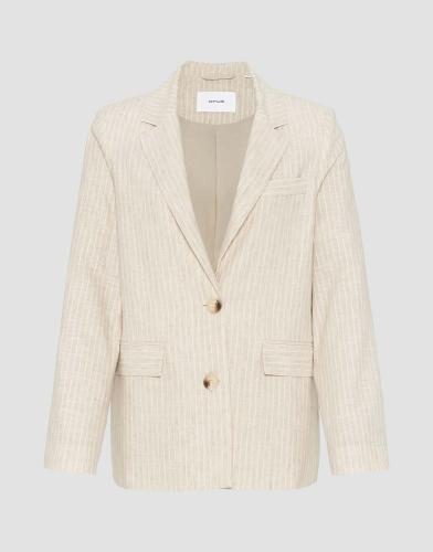 OPUS Blazer Jenga Leinenmix Klappentaschen helle Streifen beige S13  10164911342185 