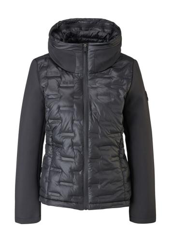 s.Oliver Damen Jacke glänzend Seppung integrierte Kapuze schwarz S22 2120478 44 | 9999 GREY/BLACK | 