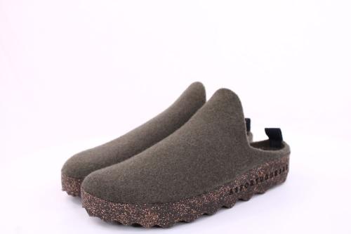 ASPORTUGUESAS Herren Pantolette Wolle Kork- Sohle  vegan grün S21 P018061007 