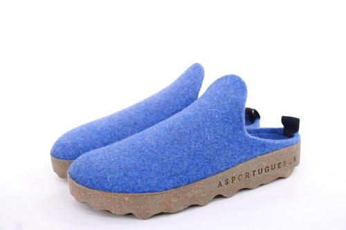 ASPORTUGUESAS Damen Pantolette Wolle Kork vegan Nachhaltig blau S22 P018023052 