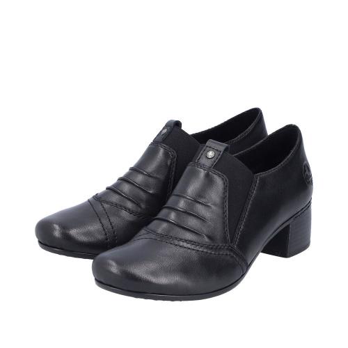 Rieker Antistress Damen Slipper Trotteur Leder Blockabsatz schwarz S23 41657-00 