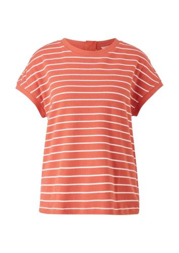 s.Oliver Damen  T-Shirt überschnittene Schulter Streifen rot blau S12 2112331 S | 85G8 khaki stri | 