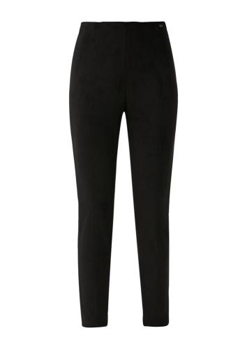 QS designed by Leggings Veloursleder- Optik Lederimitat Elastikbund schwarz S22 2125268 44 | 9999 GREY/BLACK | 