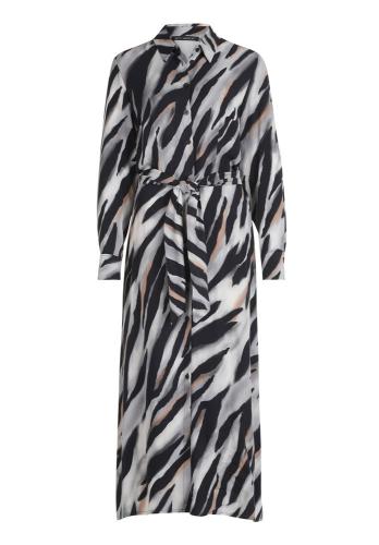 Betty Barclay Hemdblusenkleid Midi- Länge Knopfleiste Bindegürtel Allover- Print schwarz S22 12341529 