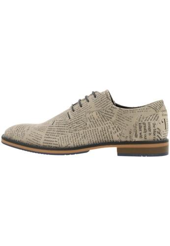 Bullboxer Herren Schnürer Zeitungsdruck elegant beige S13 663K21008A 