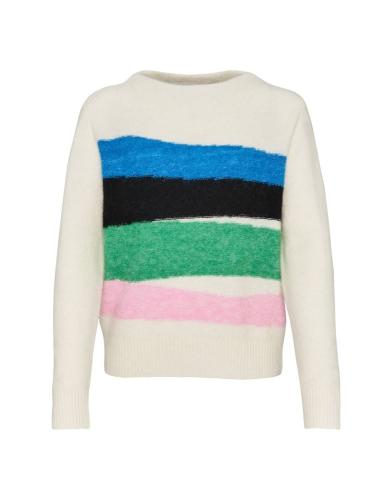 OPUS Strickpullover Polora Colorblock weiß S22 10126410963148 
