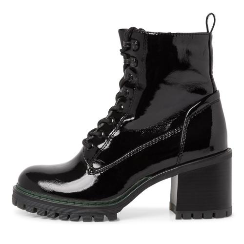 Tamaris Stiefelette Blockabsatz Lack TOUCHit Fußbett schwarz S22  1-1-25241-29 