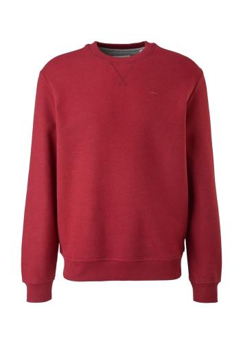 s. Oliver Herren Sweatshirt Rundhalsausschnitt Rippbündchen Logo rot, schwarz S22 2122820 