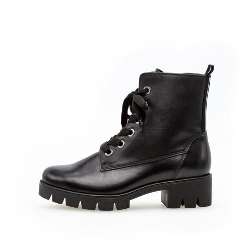 Gabor Bikerboot Schnürboot Leder Blockabsatz Wechselfußbett schwarz S22 91.711.27 5 | schwarz | F