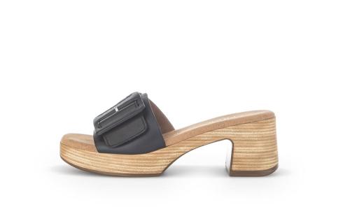 Gabor Pantolette Blockabsatz Zierschnalle Leder schwarz S13 22.722.57 