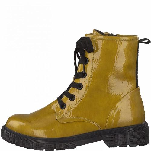 Marco Tozzi Schnürboot Schnürstiefelette Lack-Optik gelb S21 2-2-25282-27 40 | 675 SAFFRON M.P | 