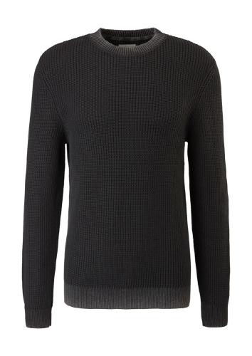 QS designed by Herren Pullover Rippstrick Baumwolle schwarz  S21 2104958 