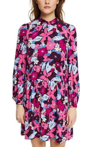 EDC Blusenkleid mit Blumen-Print; LENZING™ ECOVERO™ 032CC1E306 XL | C404 NAVY 5 | 