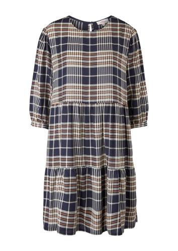 s.Oliver Kleid Volants kariert 3/4 Arm blau S21 2106976 