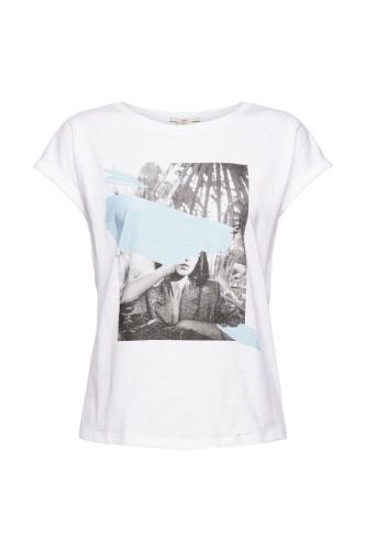 EDC T- Shirt Frontprint rundhals- Ausschnitt weiß, lila S12 052CC1K328 