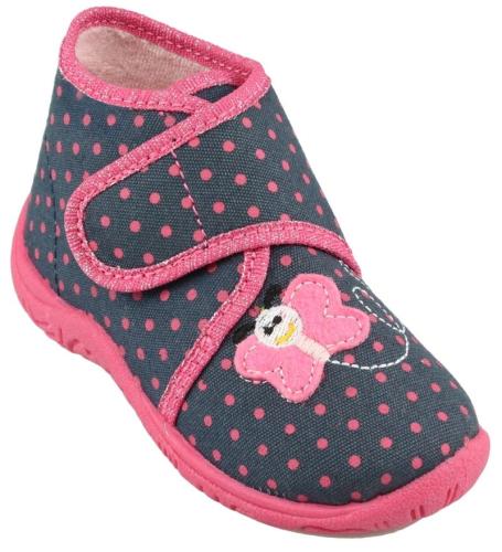 Beck Hausschuh Mädchen Schmetterling blau rosa 676/05 