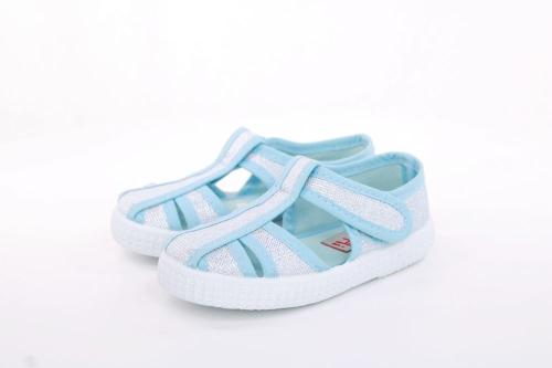 s`knöpfli Kinder Hausschuh Mädchen Glitzer- Effekt blau S13 V28970 