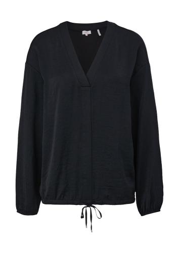 s.Oliver Damen Blusenshirt V-ausschnitt Gummibündchen Tunnelzug blau,schwarz S22 2125378 40 | 5659 BLUE | 