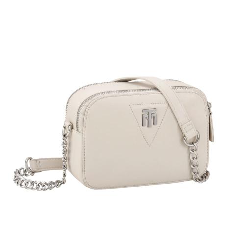 Marco Tozzi Umhängetasche Kettendetails beige schwarz S22 2-2-61011-29 