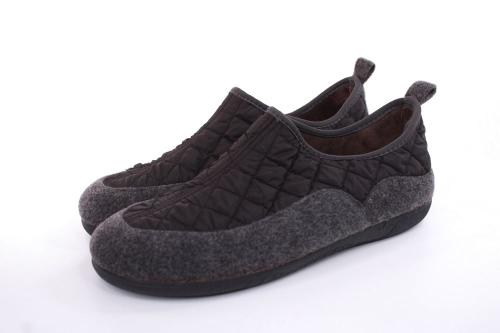 s`knöpfli Herren Hausschuh geschlossen Materialmix grau orange S22 AC10638 