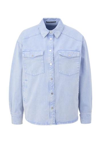 QS designed by Denimbluse Loose Fit Druckknopfleiste Raffung blau S22 2124264 