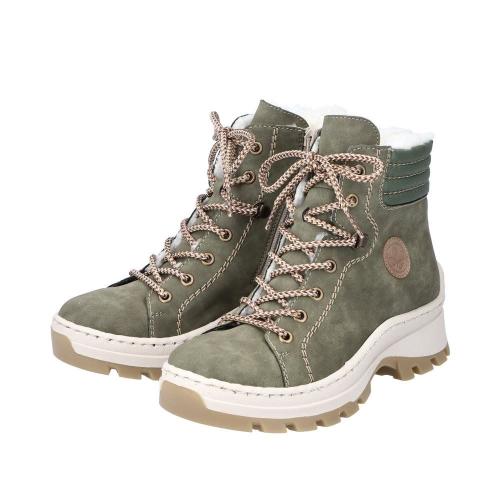 Rieker Antistress Damen Schnürboot markanter Sohle Warmfutter grün S22 X9334-54 