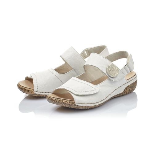 Rieker Sandale Leder Antistress H - Weite Klettverschluss weiß V7272-80 38 | weiss | H