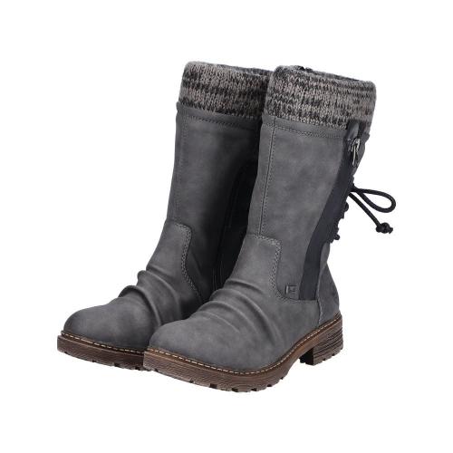 Rieker Antistress Damen Stiefel Strickbund TEX- Membran kuscheliges Warmfutter grau S22 Z4756-45 