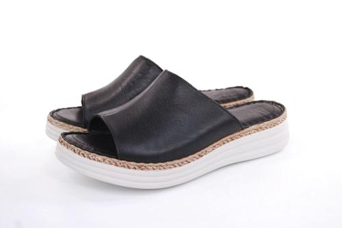PETER ERIKSON Damen Pantolette Leder Comfort- Fußbett weiß, schwarz S13 231536 