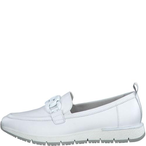 Tamaris Slipper Loafer Schlupfschuh Leder Wechselfußbett Kettendetail rosa, weiß S13 1-1-24711-30 