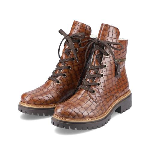 Rieker Antistress Schnürboot Kroko-Prägung braun S21  72601-24 36 | palisander/kast | F
