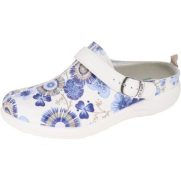 Fly Flot Hauschuh Pantolette gemustert weiß S12 855397 
