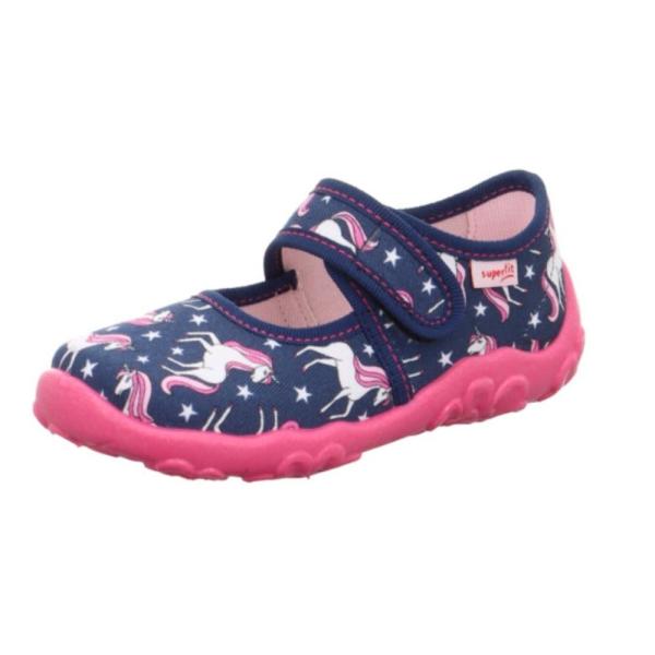 superfit BONNY - Blau/Rosa Hausschuh mit Klettverschluss Einhorn 1-800283-8060 30 | blau | 