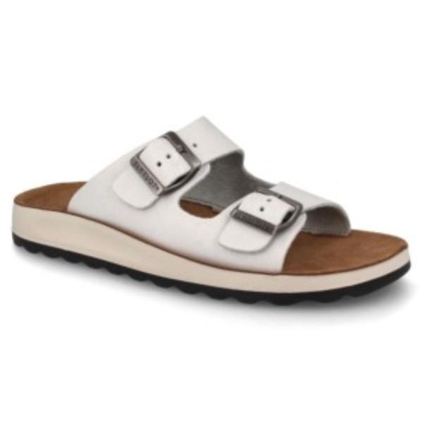 Fly Flot Damen Pantolette Leder 2 Riemen weiß 12 391447 