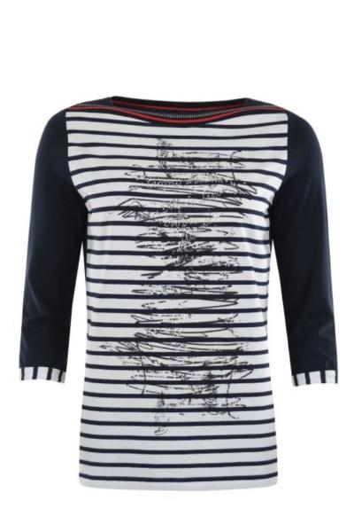 Hajo 3/4 Arm Shirt gestreift blau 19104 38 | marine | 