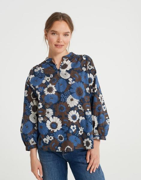OPUS Printbluse Fessy floral blau Baumwolle  S22 10036310608143 