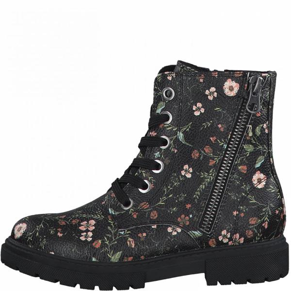 s.Oliver Schnürstiefel Reißverschluss Flower schwarz S21 5-5-45210-27 