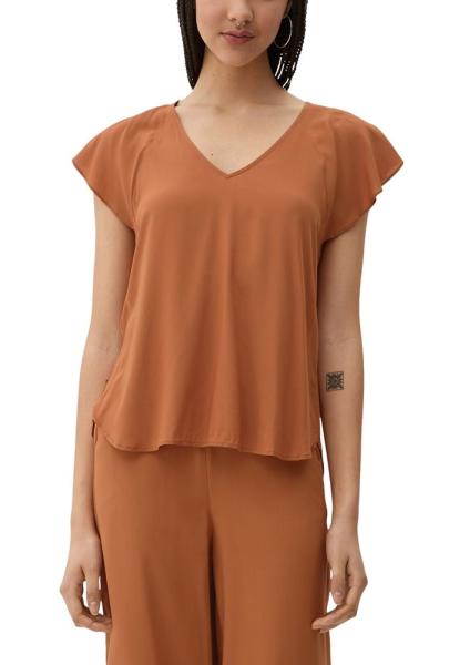 QS designed by Viskosebluse mit V-Ausschnitt braun S13  2130779 