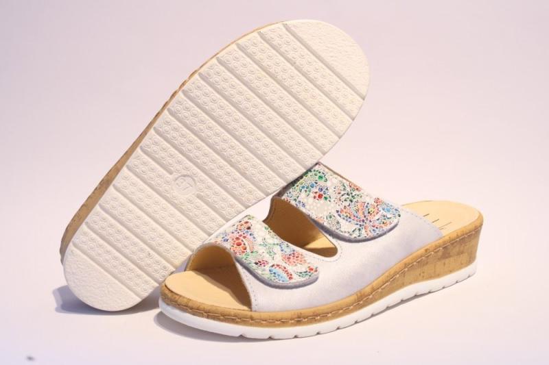 Portina Bequempantolette Wechselfußbett komplett Leder weiss 42202 