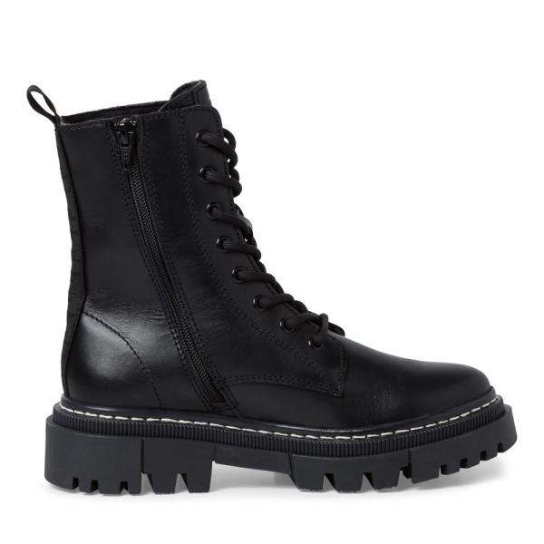 Tamaris Schnürstiefel Schnürboots Leder Wechselfußbett schwarz S23 1-25276-41 