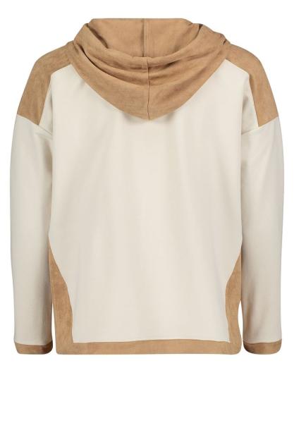 Betty Barclay Sweatshirt Kapuze Statement Druck überschnittener Arm beige S22  25241133 
